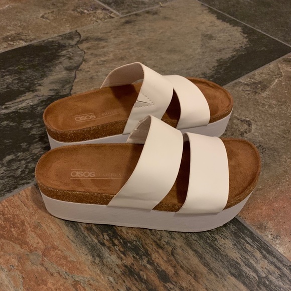 ASOS | Shoes | White Platform Sandals Size 4 | Poshmark